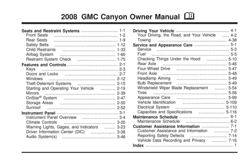 2008 GMC Canyon owners manual