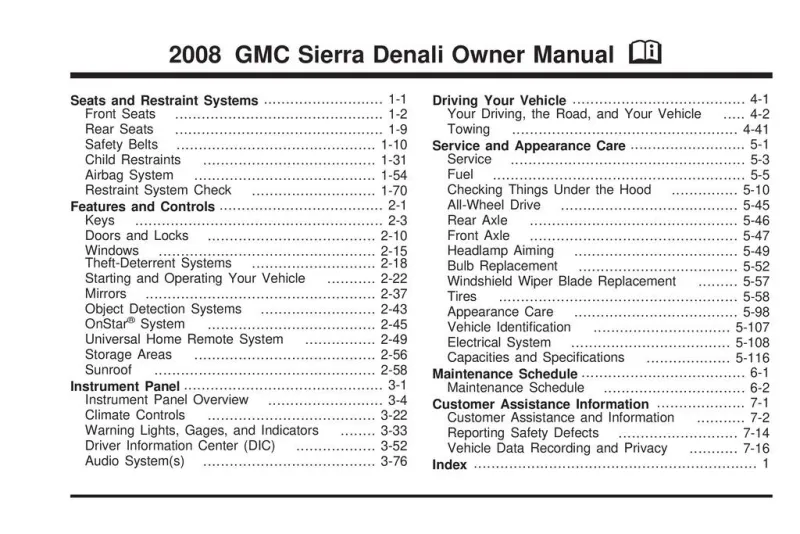 2008 GMC Sierra owners manual