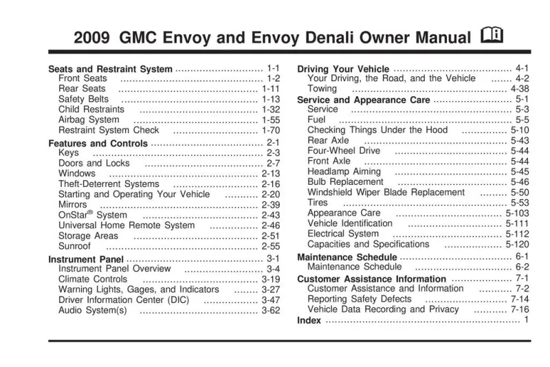 2009 GMC Envoy owners manual
