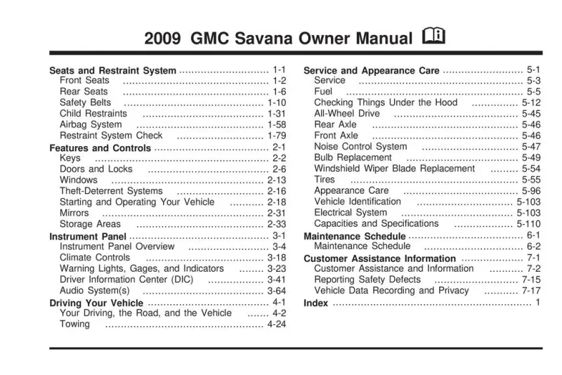 2009 GMC Savana owners manual