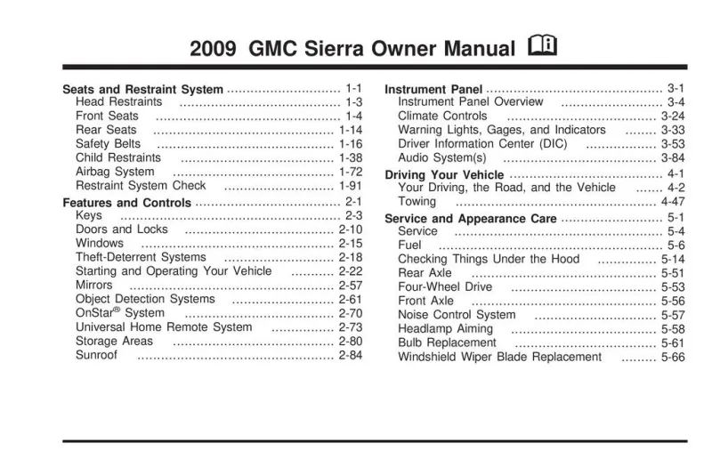 2009 GMC Sierra owners manual