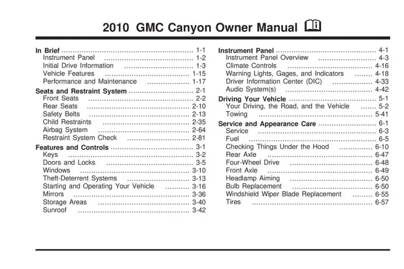 2010 GMC Canyon owners manual