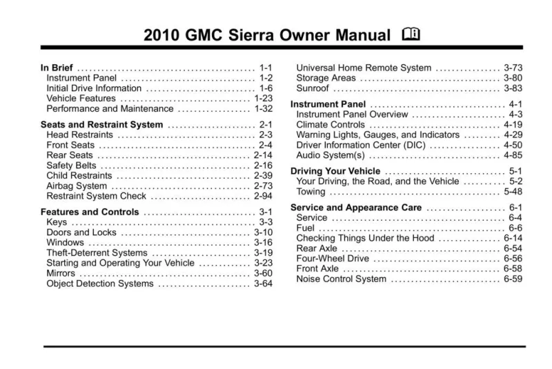 2010 GMC Sierra owners manual