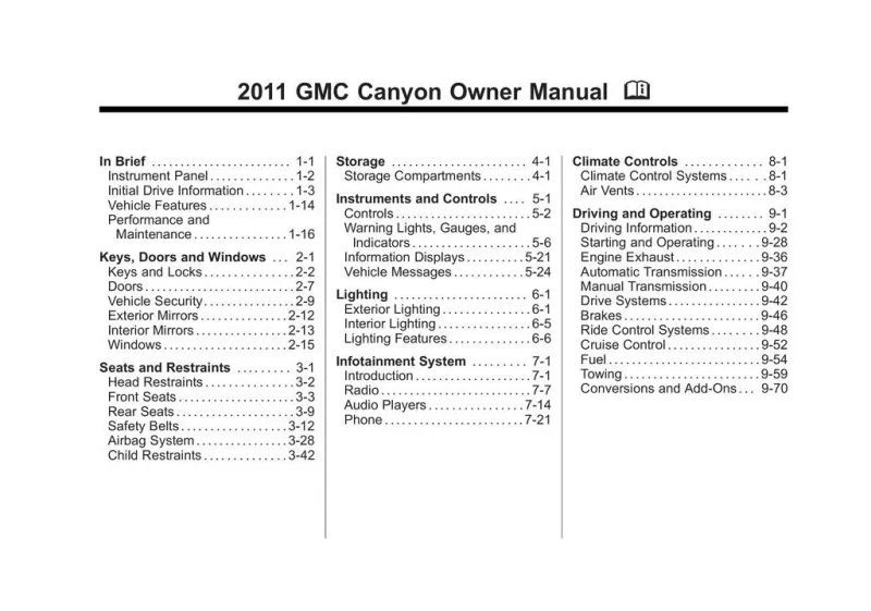 2011 GMC Canyon owners manual