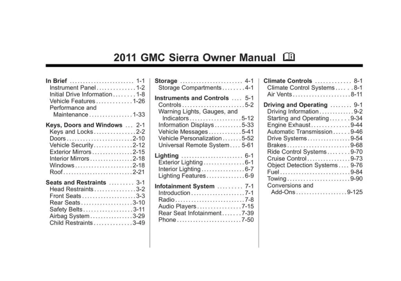 2011 GMC Sierra owners manual
