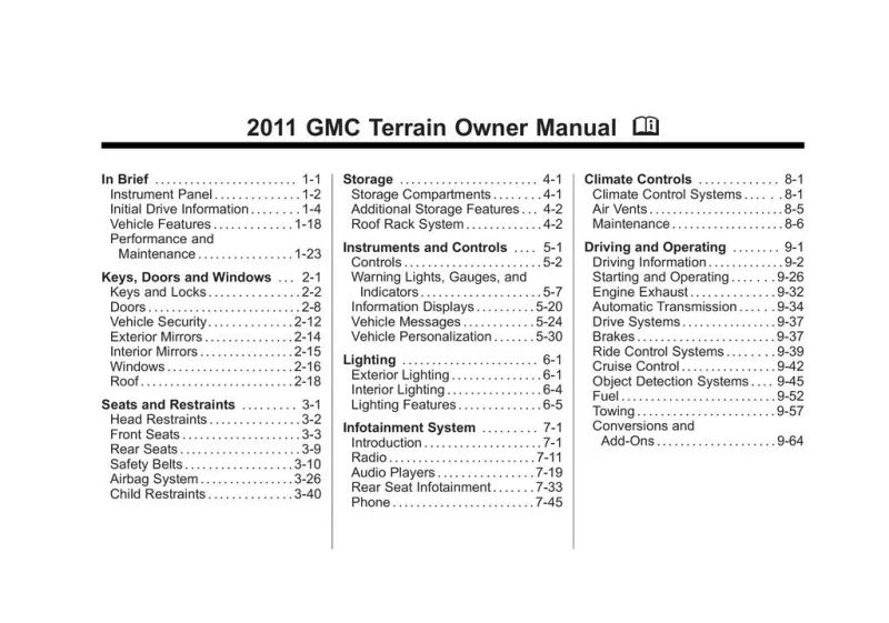 2011 GMC Terrain owners manual