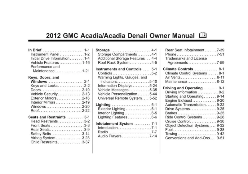 2012 GMC Acadia owners manual