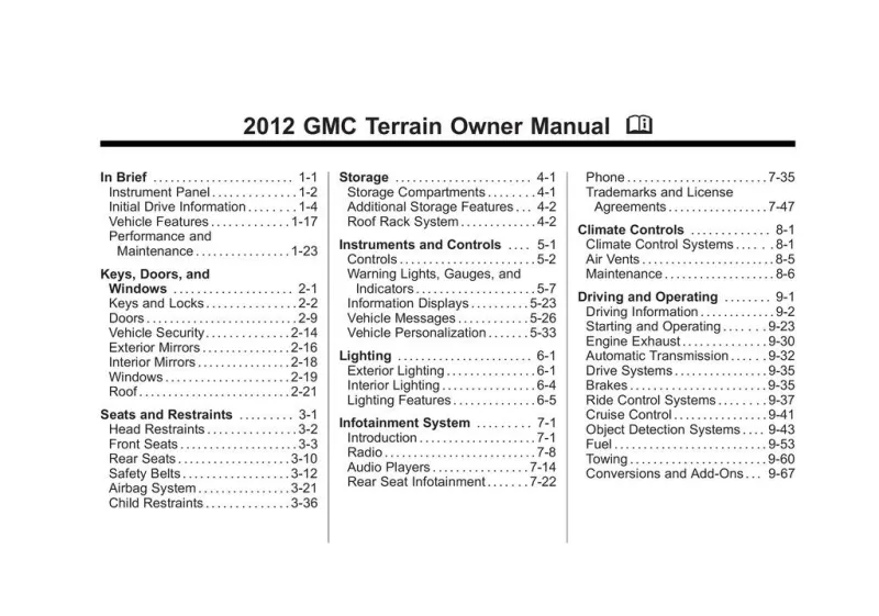 2012 GMC Terrain owners manual