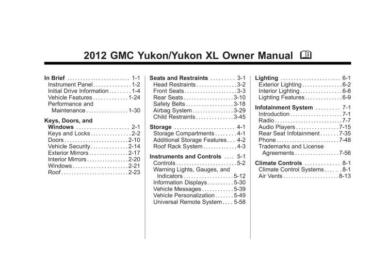 2012 GMC Yukon owners manual