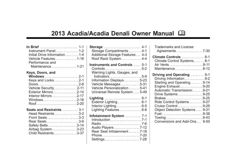 2013 GMC Acadia owners manual