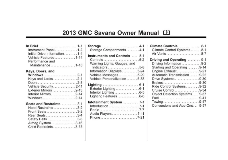 2013 GMC Savana owners manual