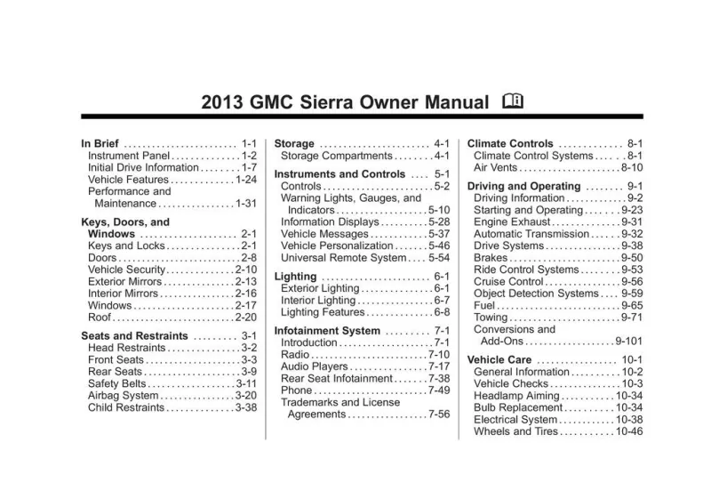 2013 GMC Sierra owners manual