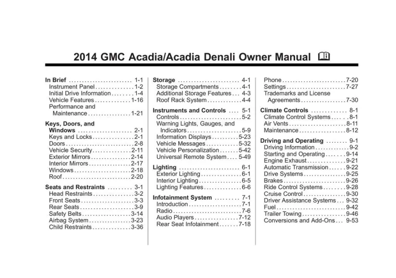 2014 GMC Acadia owners manual