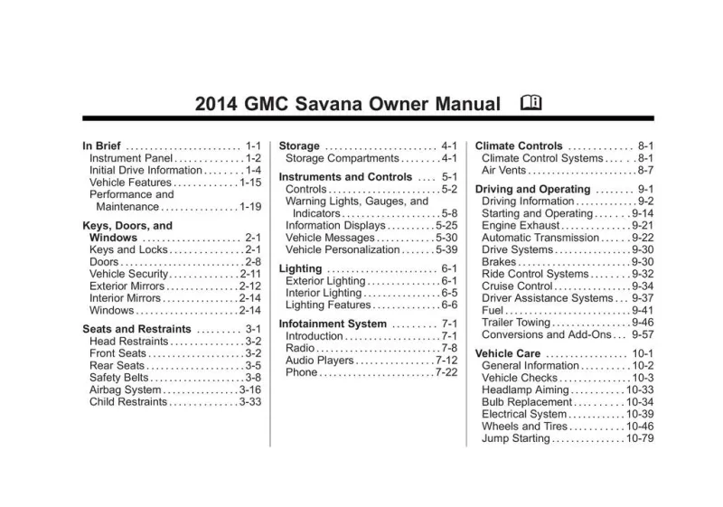 2014 GMC Savana owners manual