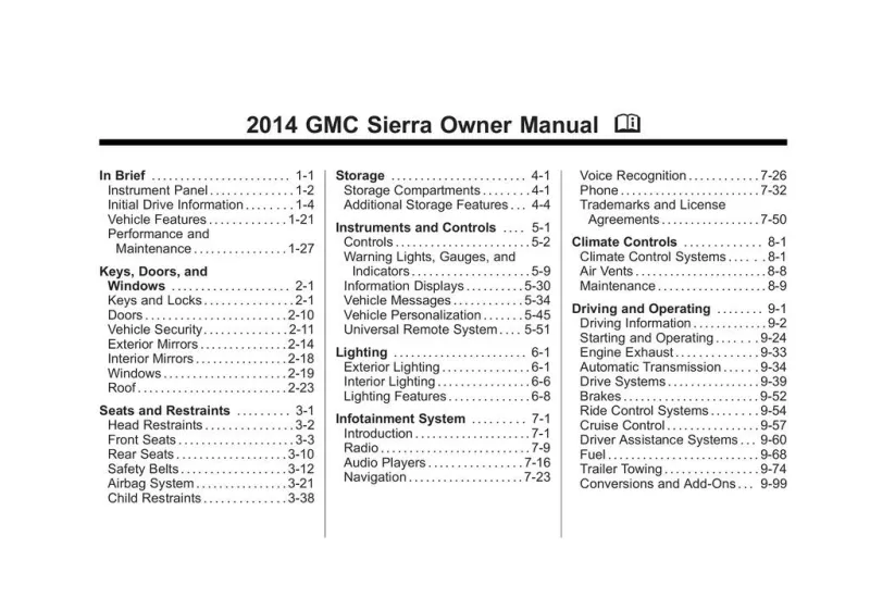 2014 GMC Sierra owners manual