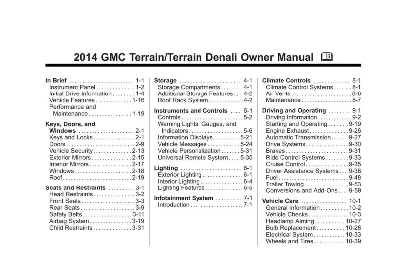 2014 GMC Terrain owners manual