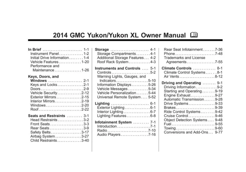 2014 GMC Yukon XL owners manual