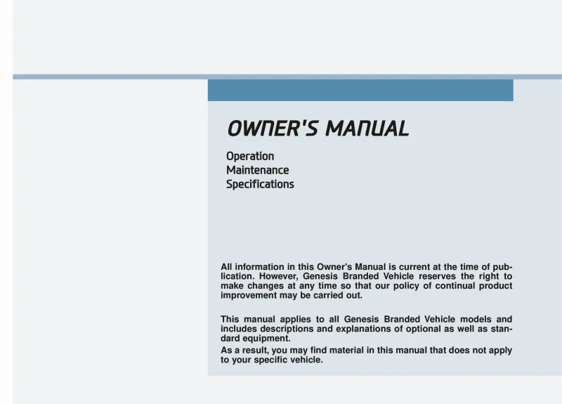2020 Genesis G70 owners manual