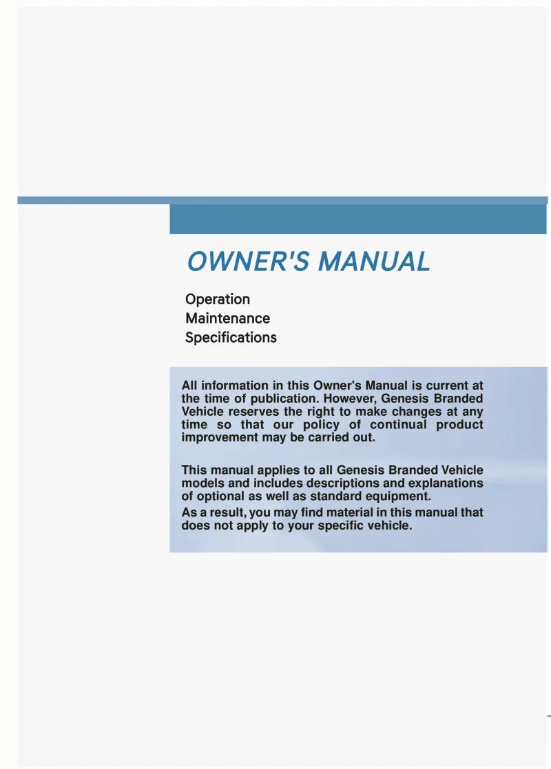 2020 Genesis G90 owners manual