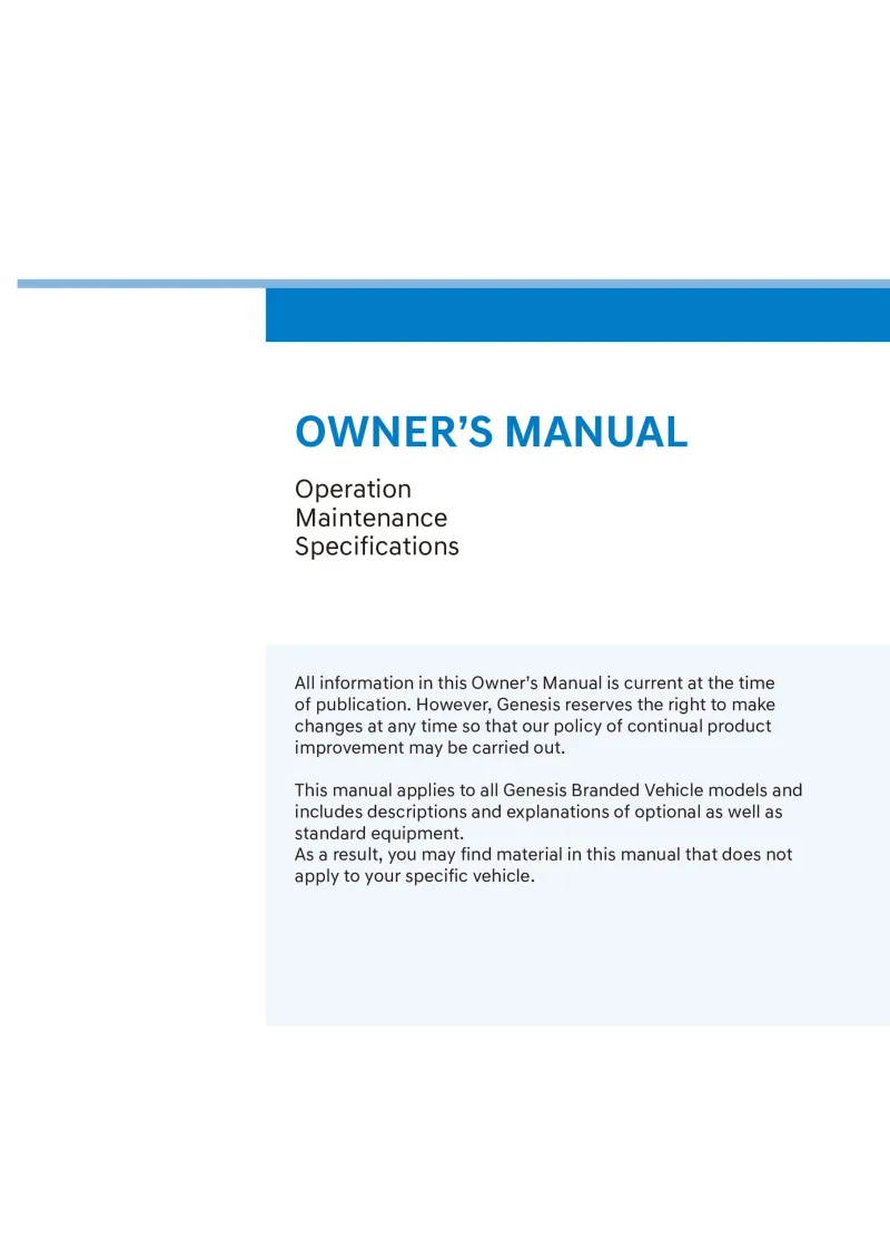 2022 Genesis G80 owners manual