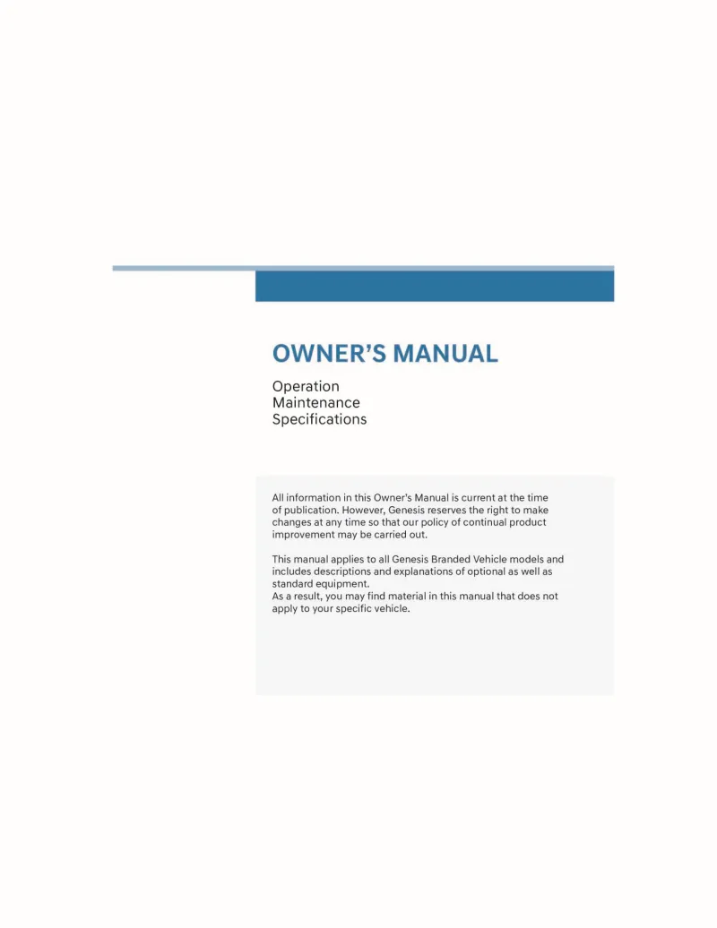 2023 Genesis G70 owners manual