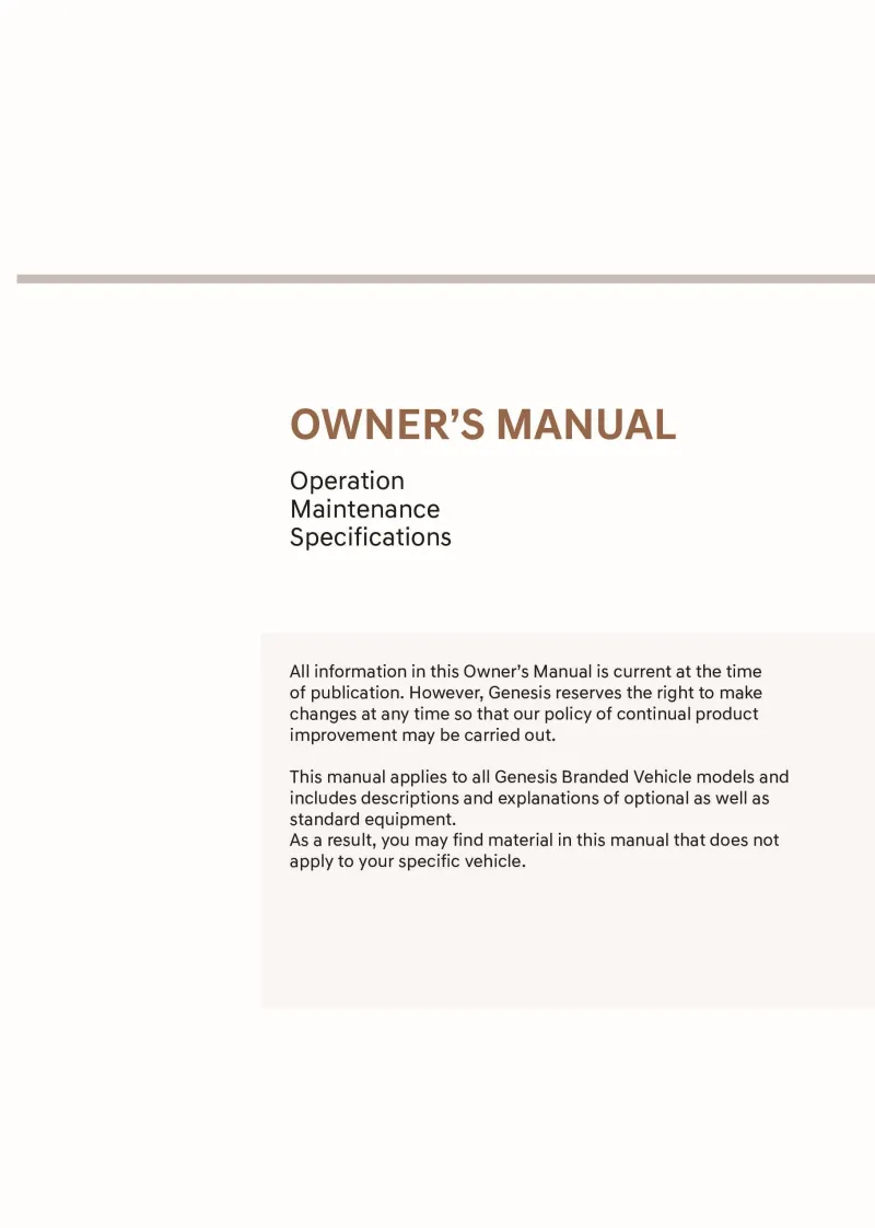 2024 Genesis G80 owners manual