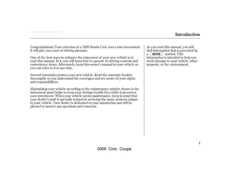2009 Honda Civic Coupe owners manual