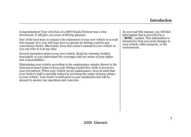 2009 Honda Element owners manual