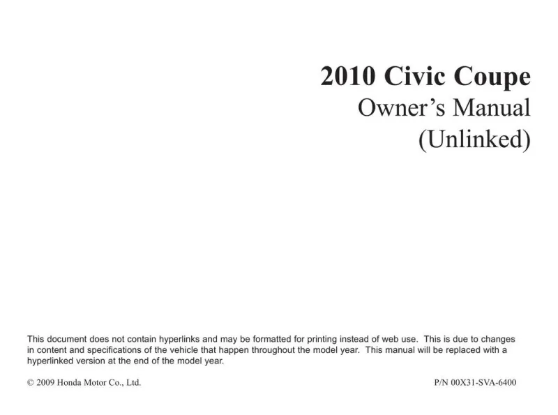 2010 Honda Civic Coupe owners manual
