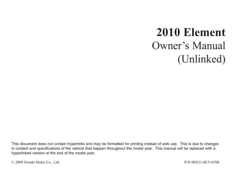 2010 Honda Element owners manual