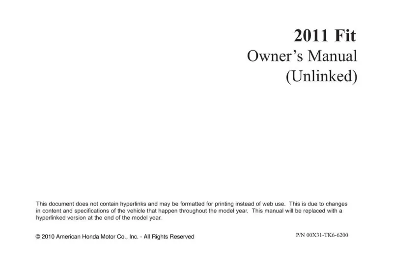 2011 Honda Fit owners manual