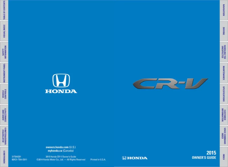 2015 Honda CrV owners manual