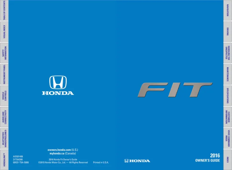 2016 Honda Fit owners manual