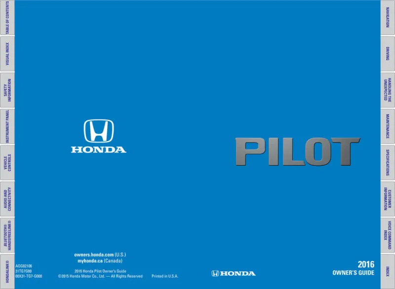 2016 Honda Pilot owners manual