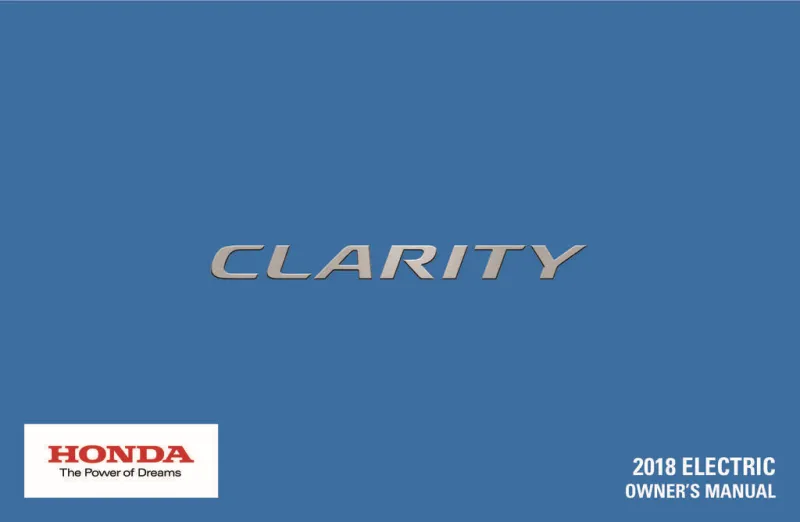 2018 Honda Clarity Electric owners manual