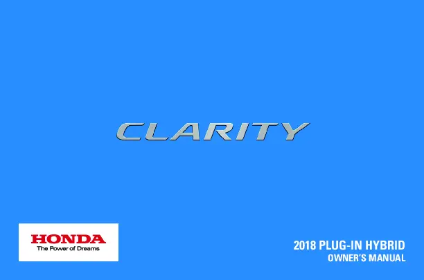 2018 Honda Clarity Plug in Hybrid owners manual