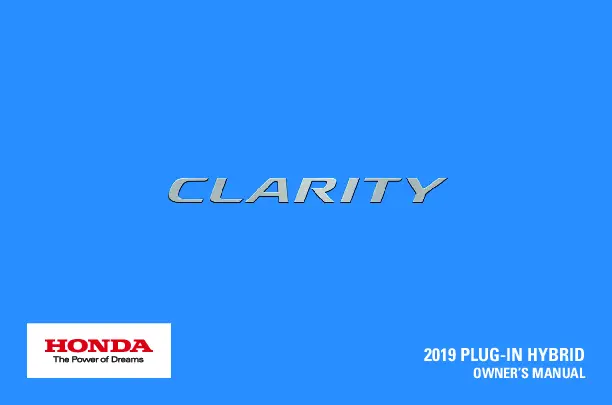 2019 Honda Clarity Plug in Hybrid owners manual