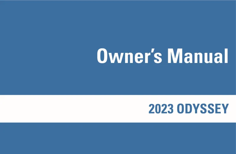 2023 Honda Odyssey owners manual