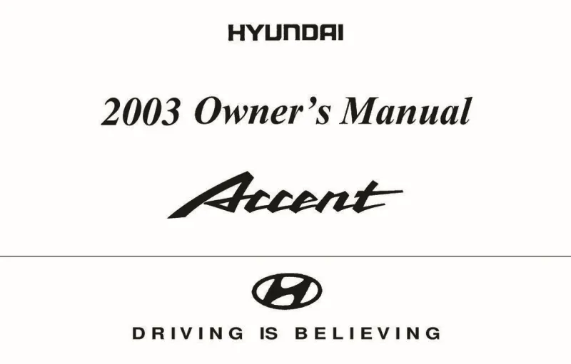 2003 Hyundai Accent owners manual