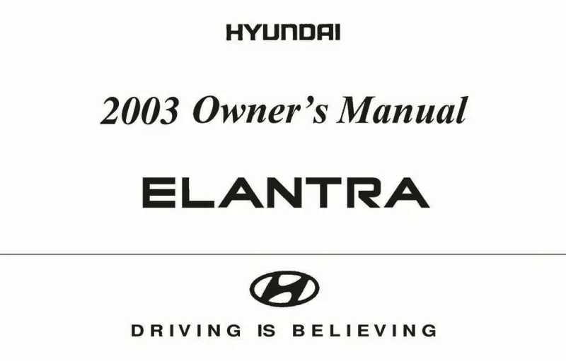 2003 Hyundai Elantra owners manual