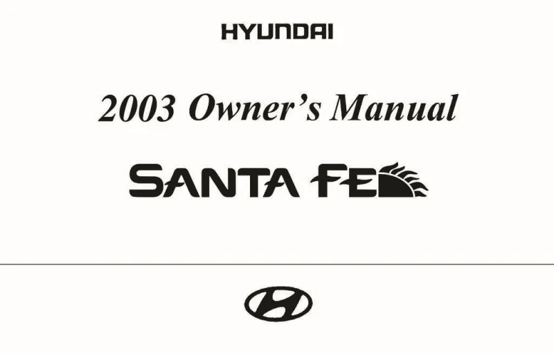 2003 Hyundai Santa Fe owners manual