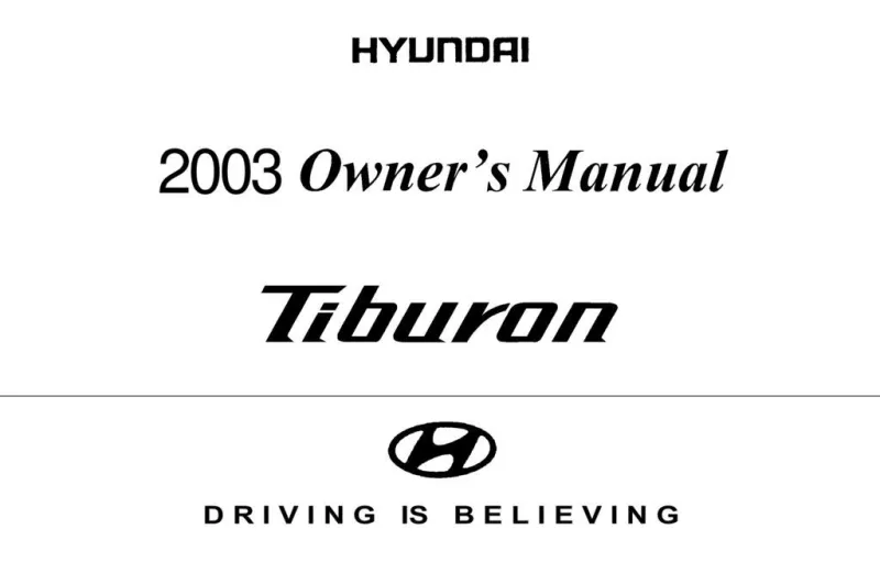 2003 Hyundai Tiburon owners manual