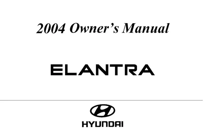 2004 Hyundai Elantra owners manual