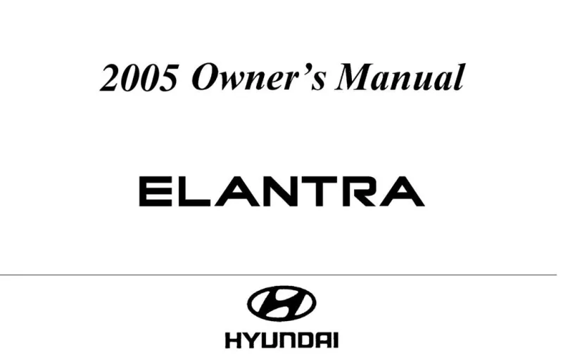 2005 Hyundai Elantra owners manual