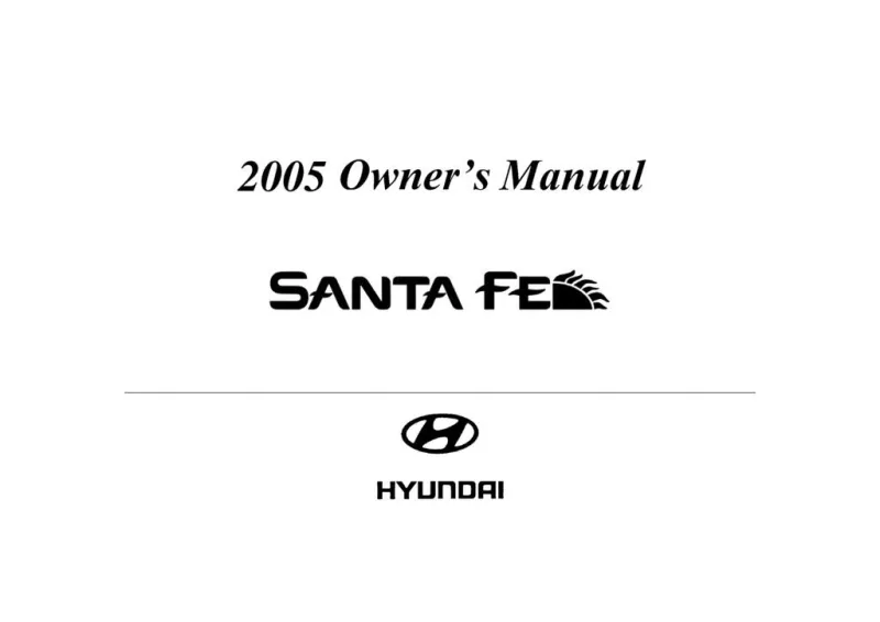 2005 Hyundai Santa Fe owners manual