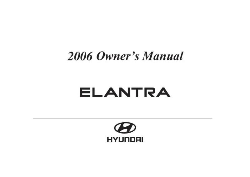2006 Hyundai Elantra owners manual