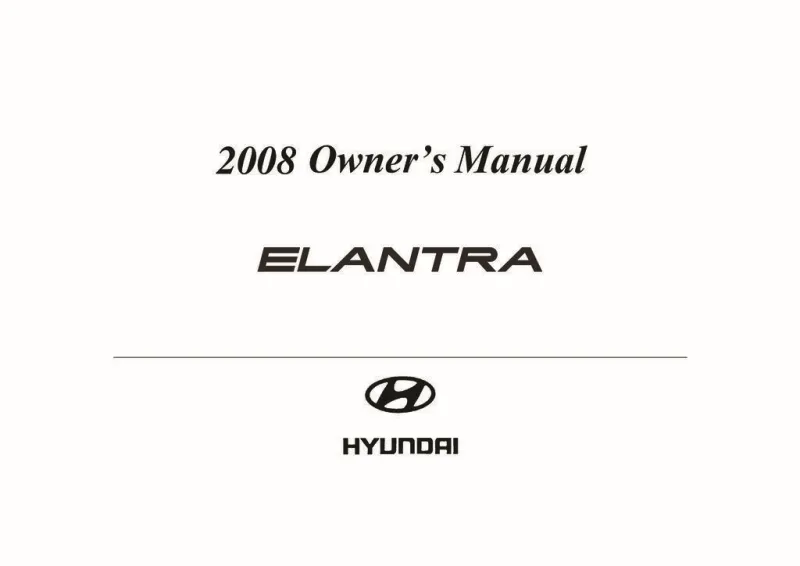 2008 Hyundai Elantra owners manual