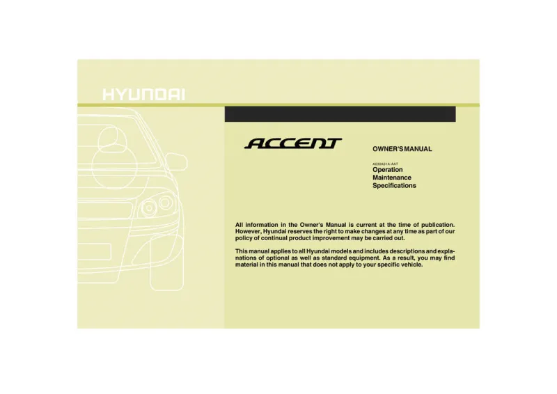 2009 Hyundai Accent owners manual