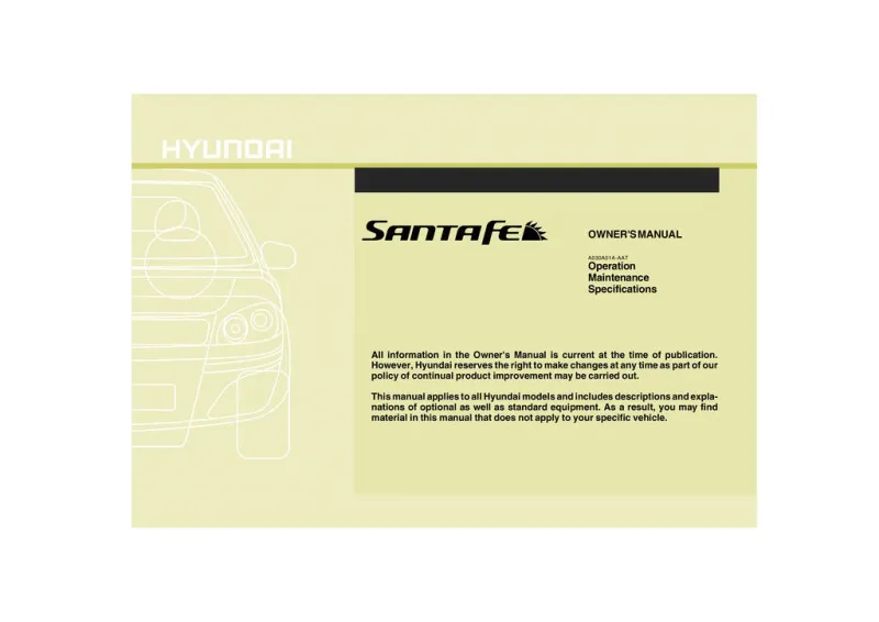 2009 Hyundai Santa Fe owners manual