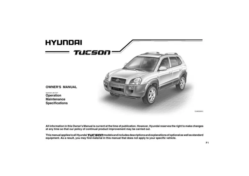 2009 Hyundai Tucson owners manual